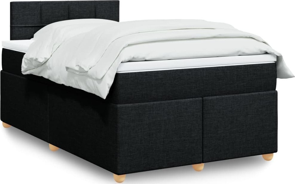 Łóżko Kontynentalne Z Materacem, Czarne, 120X190 Cm, Tkanina