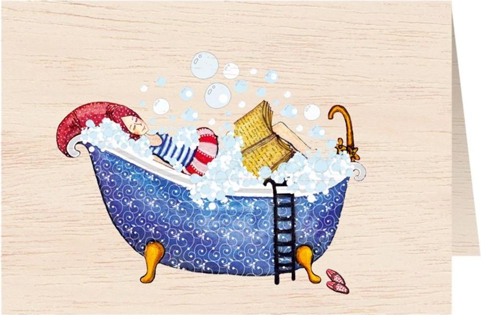 Cozywood Karnet drewniany C6 + koperta Kobieta w kąpieli