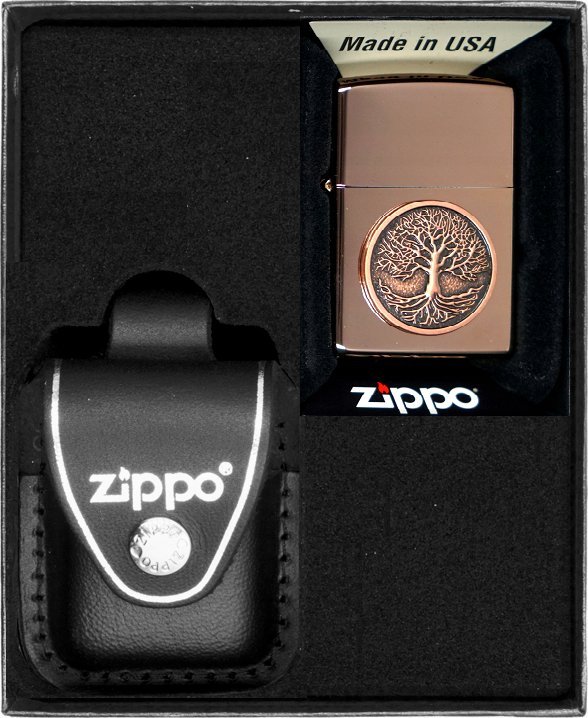 Zestaw ZIPPO Zapalniczka TREE OF LIFE COPPER EMBLEM Prezentowy No3
