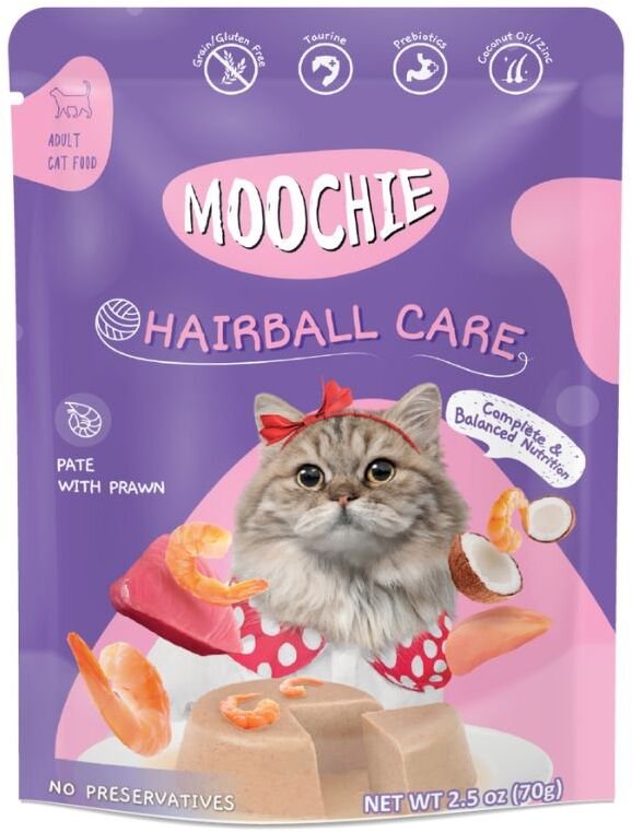 MOOCHIE Hairball Control With Prawn 70g redukcja kuli włosowych
