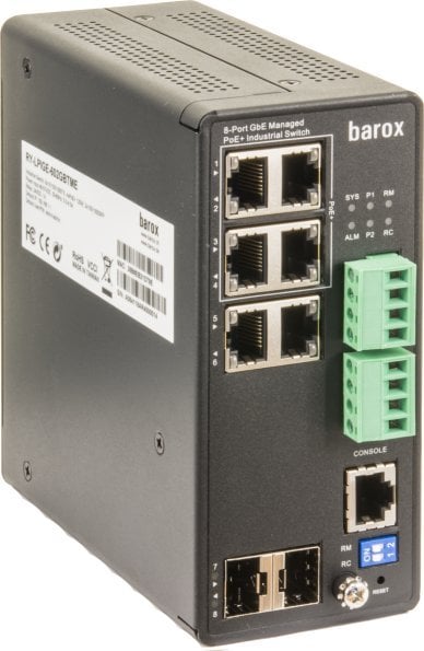 Barox RY-LPIGE-602GBTME łącza sieciowe Zarządzany L2/L3 Gigabit Ethernet (10/100/1000) Obsługa PoE Szary