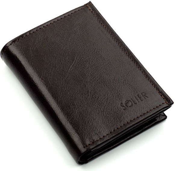 Solier Elegancki brązowy skórzany męski portfel SOLIER MARIAH