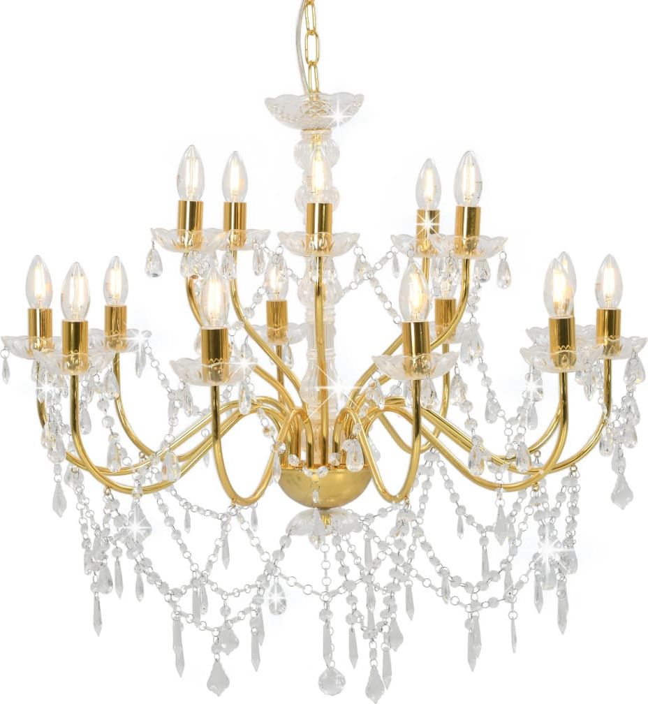 Lampa wisząca Lumes Złoty kryształowy żyrandol dwupoziomowy - EX100-Mosat