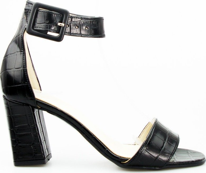 Optimo Sandały na słupku wężowe połyskujące czarne Optimo-35