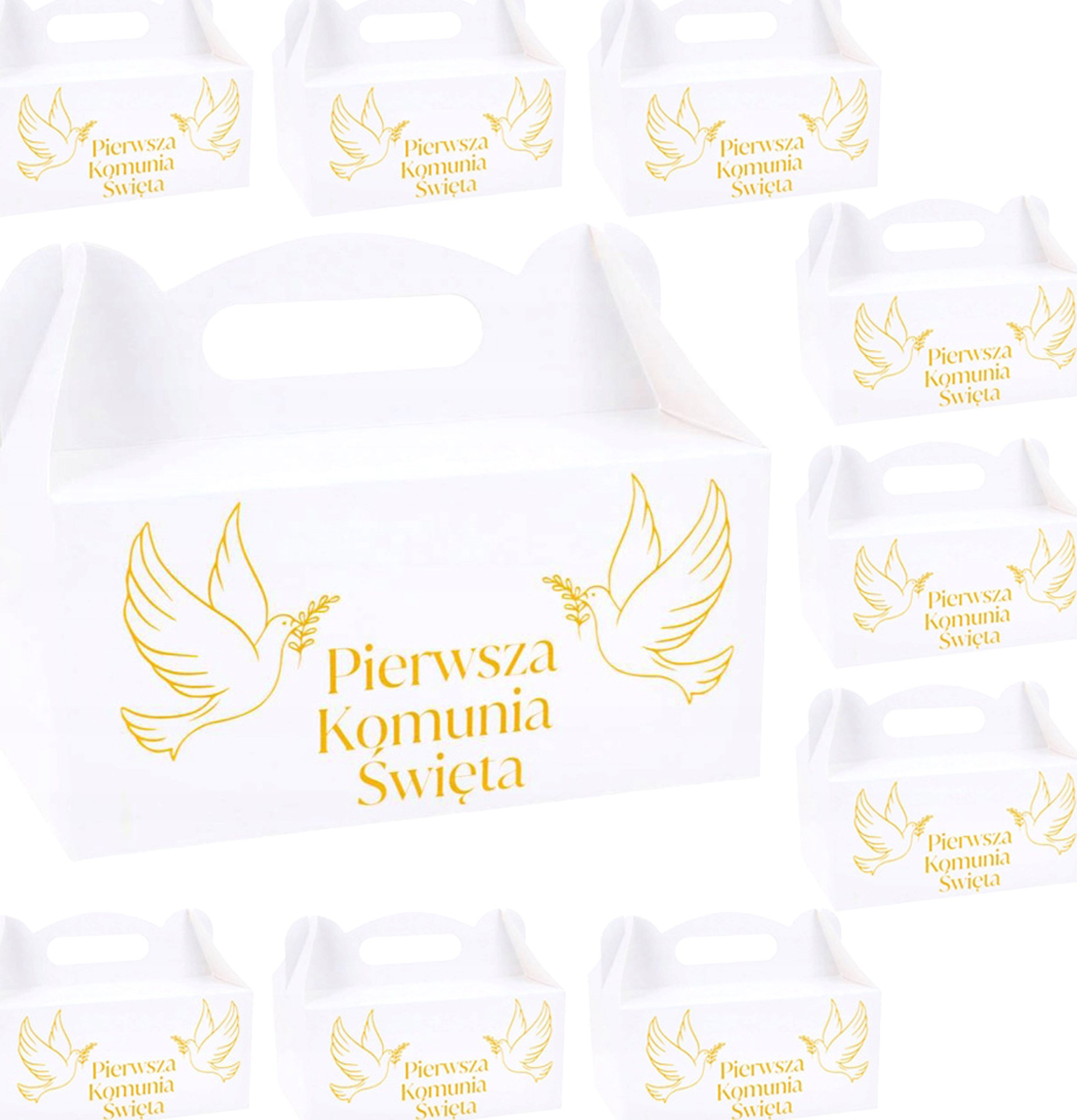 Pudełko na CIASTO komunia 10szt PODZIĘKOWANIE dla gości PUDEŁKA komunijne