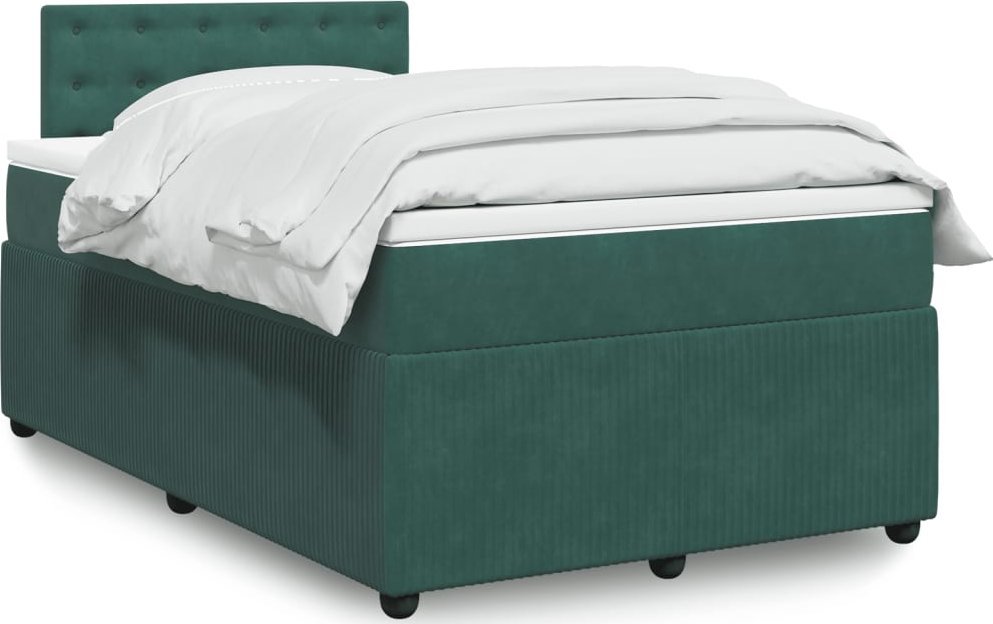 vidaXL vidaXL Łóżko kontynentalne z materacem, ciemnozielone, 120x200 cm