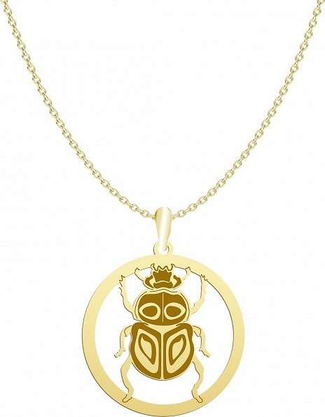 Radziszewska Jewellery Naszyjnik Złoty Skarabeusz na Szczęście Łańcuszek 925 Prezent GRAWER GRATIS