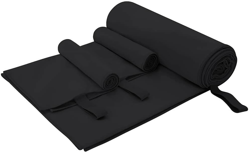 vidaXL Zestaw Ręczników Sportowych 3 pcs Czarny Poliester i poliamid