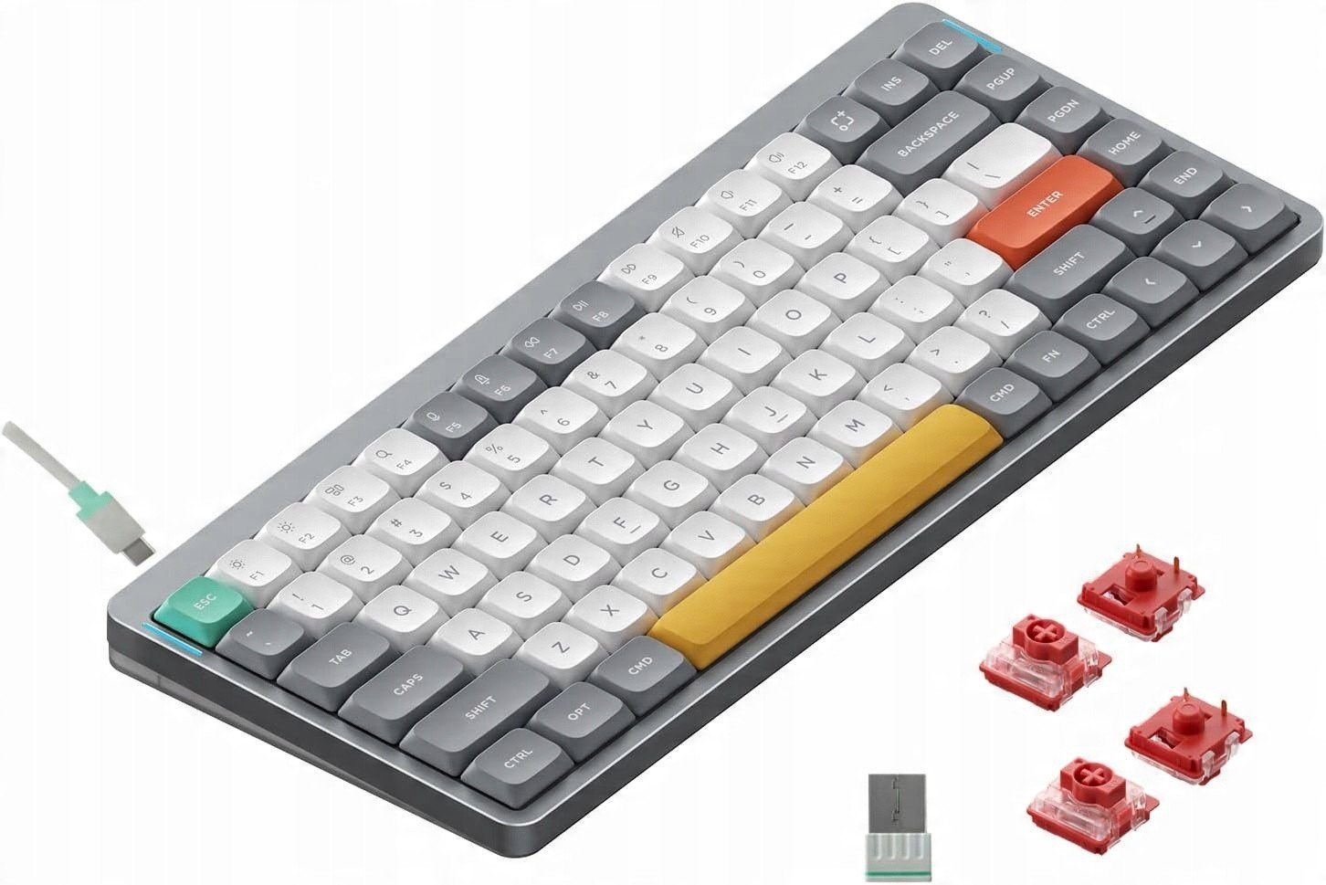 Nuphy - Air75 V2 Wireless Mechanical Keyboard - Bezprzewodowa Klawiatura Mechaniczna Slim Lunar Gray Cowberry