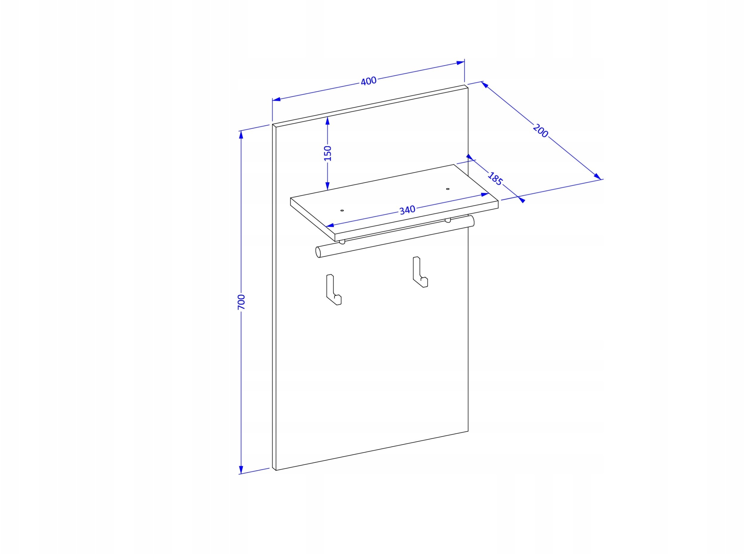 Wieszak do przedpokoju CROSS 40x70cm zielony/czarny HELVETIA