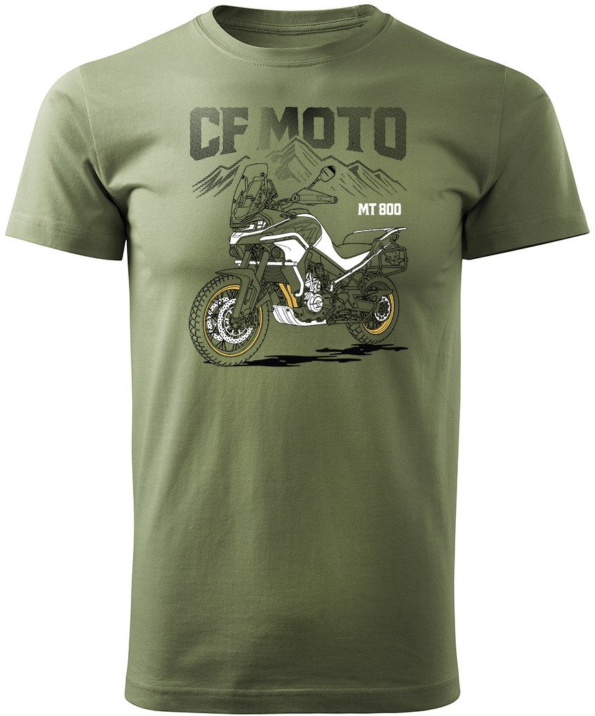 Koszulka motocyklowa z motocyklem turystycznym CF MOTO MT 800 męska khaki S