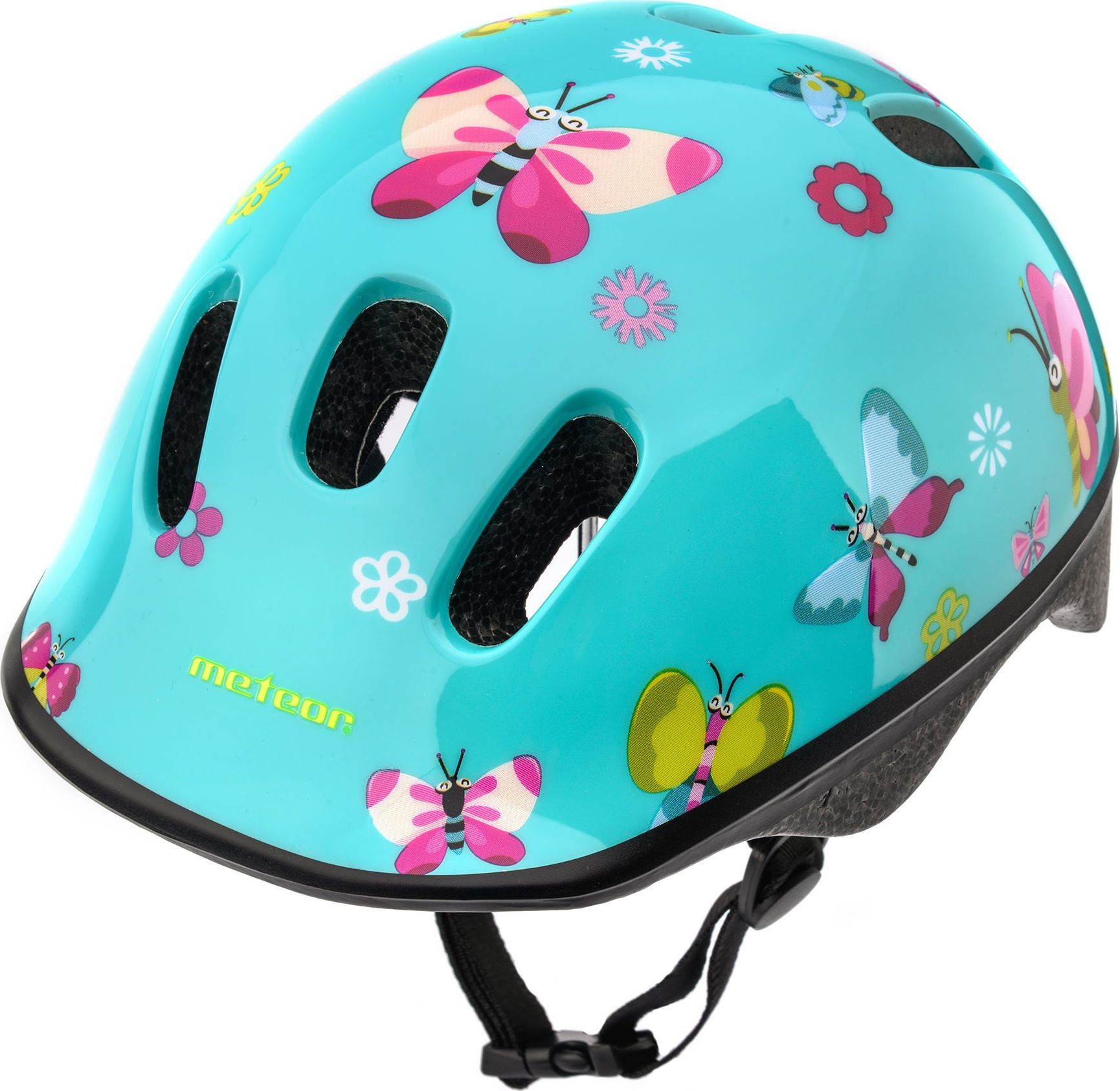 Meteor Kask ochronny, dziecięcy, rowerowy KS06 BUTTERFLIES Rozmiar 44-48