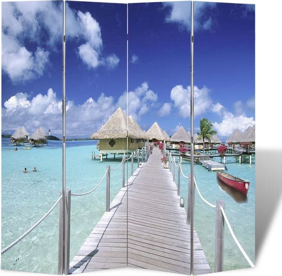 vidaXL Składany parawan, 160x170 cm, motyw plaży