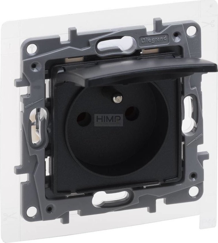 Legrand Niloe Selection Gniazdo 2p+z IP44 16A 250V z przesłoną, zaciski śrubowe antracyt 762237