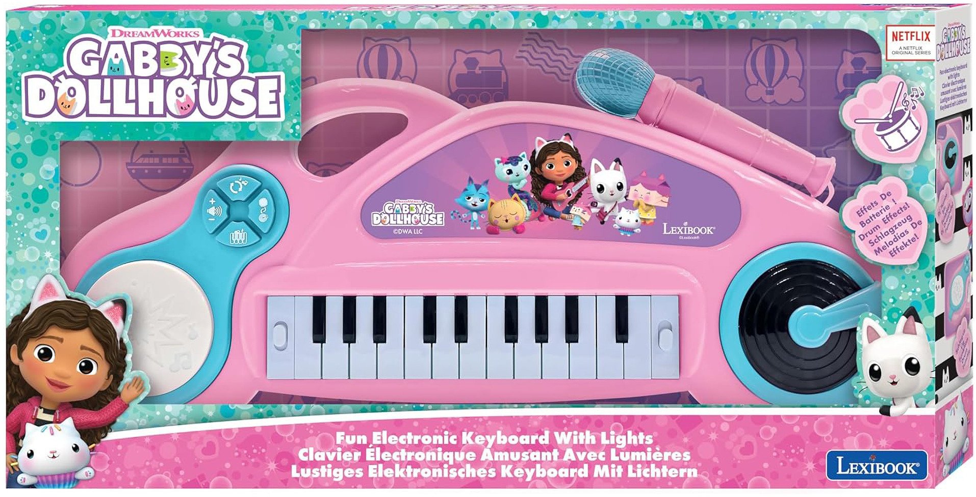 Gabby's Dollhouse Fun Electronic Keyboard with Light