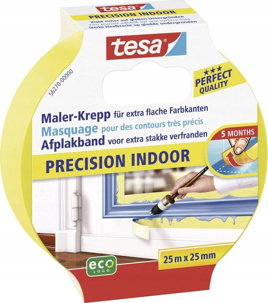 Tesa Masking Tape 25m x 25mm Preci.indoor yellow 56270