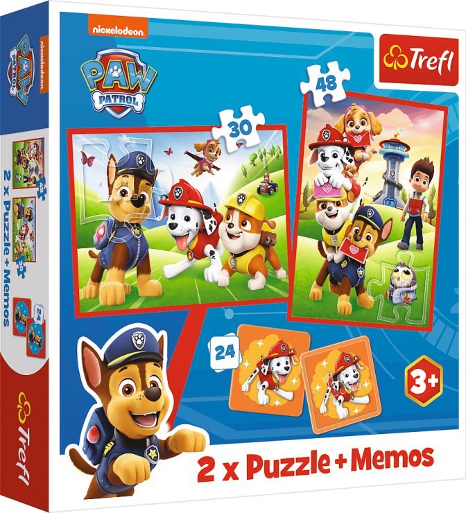 Trefl Puzzle 2w1 + memos Psi Patrol Psia ekipa w akcji 93337 Trefl