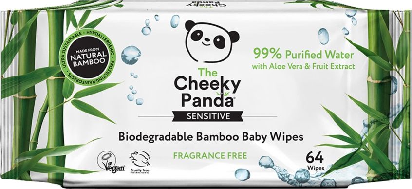 Cheeky Panda Chusteczki bambusowe nawilżane dla dzieci 64 szt.