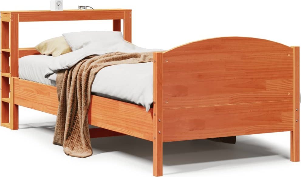 vidaXL vidaXL Rama łóżka bez materaca, woskowy brąz, 90x200 cm, lita sosna