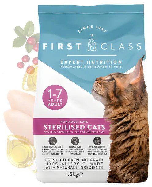 First Class Sterilised 1,5kg-sucha karma dla kotów sterylizowanych o smaku kurczaka