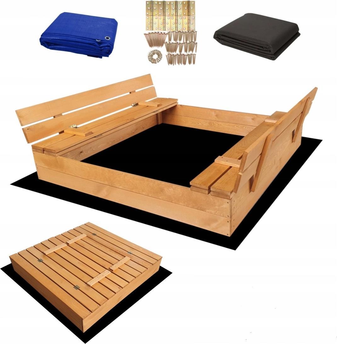 SunWood Piaskownica Impregnowana Drewniana Zamykana