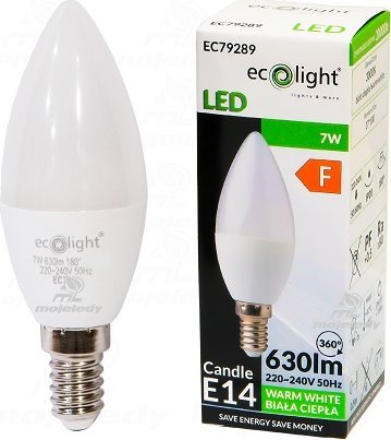 ECOLIGHT2 Żarówka LED CANDLE Eco Light 7W E14 B37 WW 560 lm EC79289