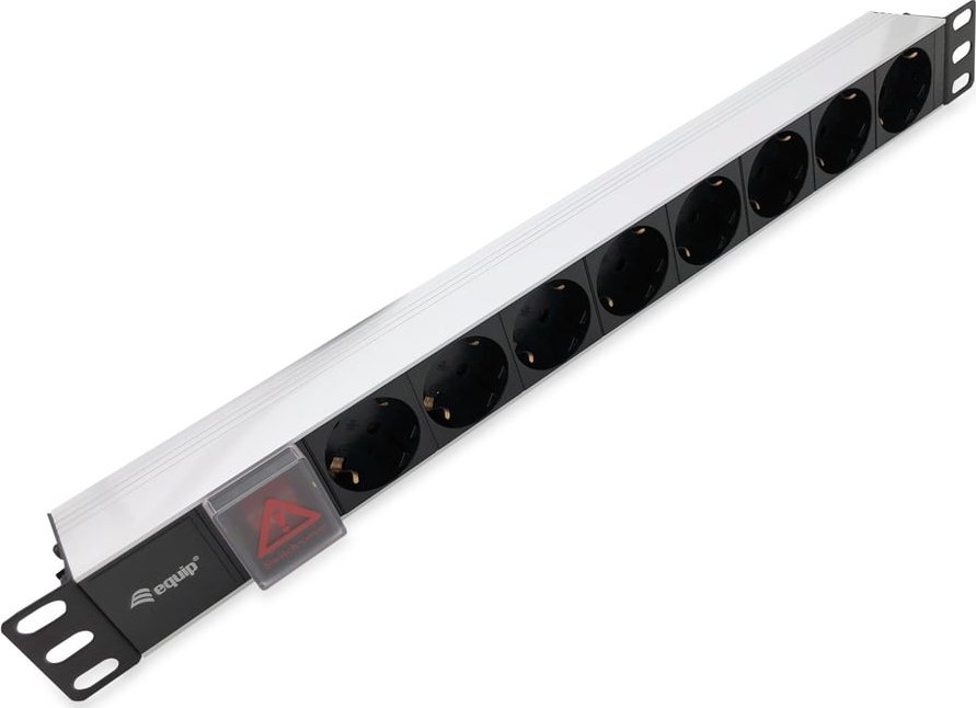 Triton Equip 333293 rozdzielacz zasilania PDU 8 x gniazdo sieciowe 1U Czarny, Srebrny