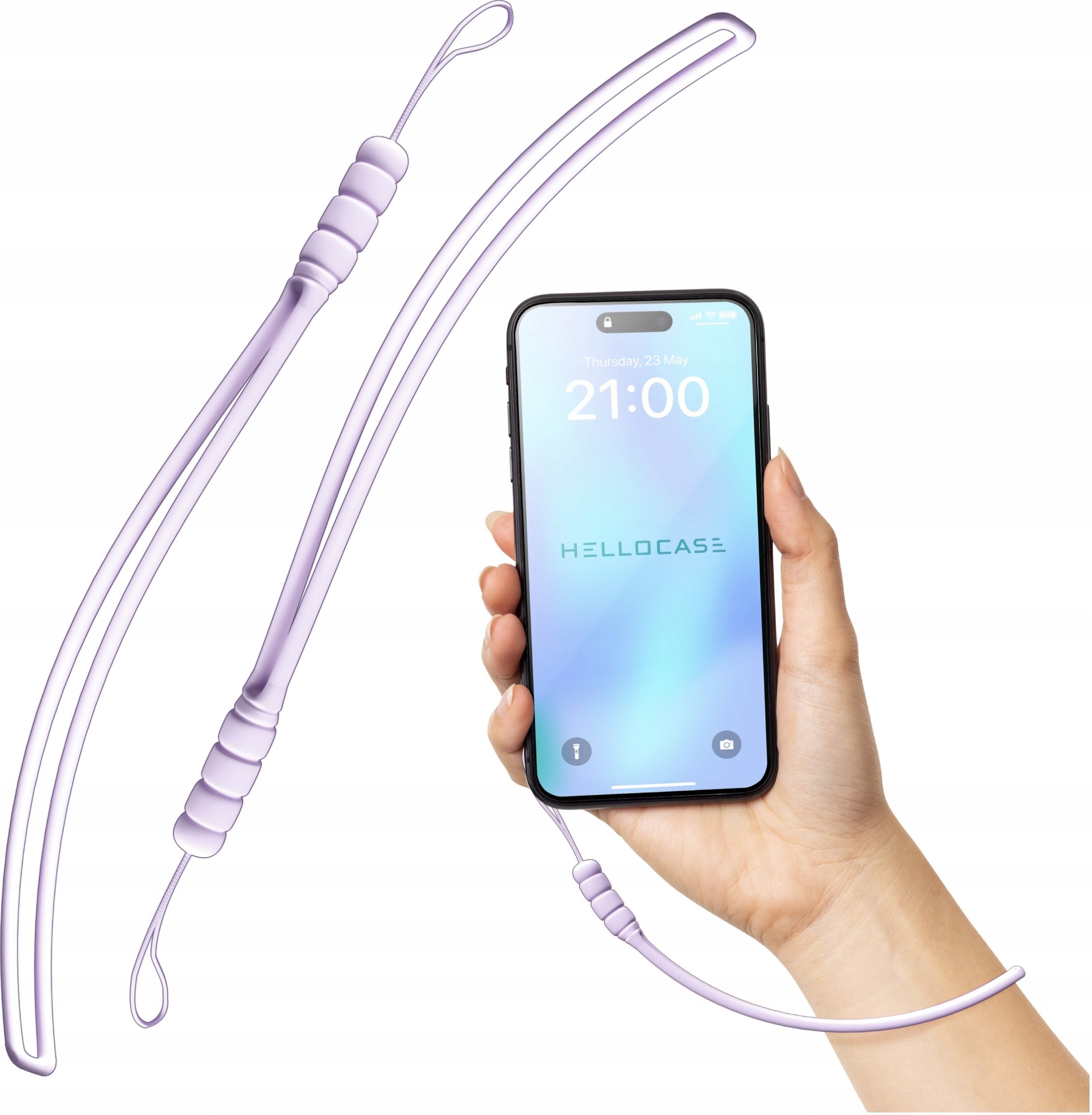 Hello Case Smycz Zawieszka do Telefonu na Nadgarstek Rękę Silikonowa Jasnofioletowa