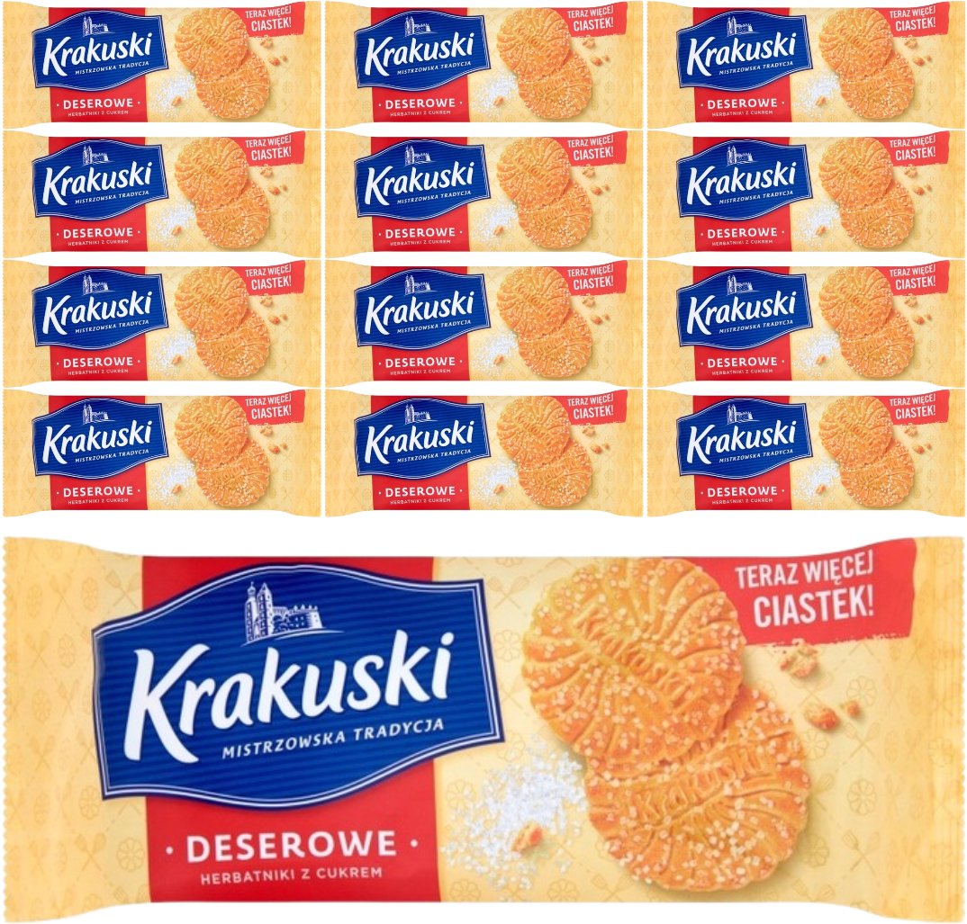 Krakuski Deserowe Herbatniki z cukrem 200 g x 12 sztuk