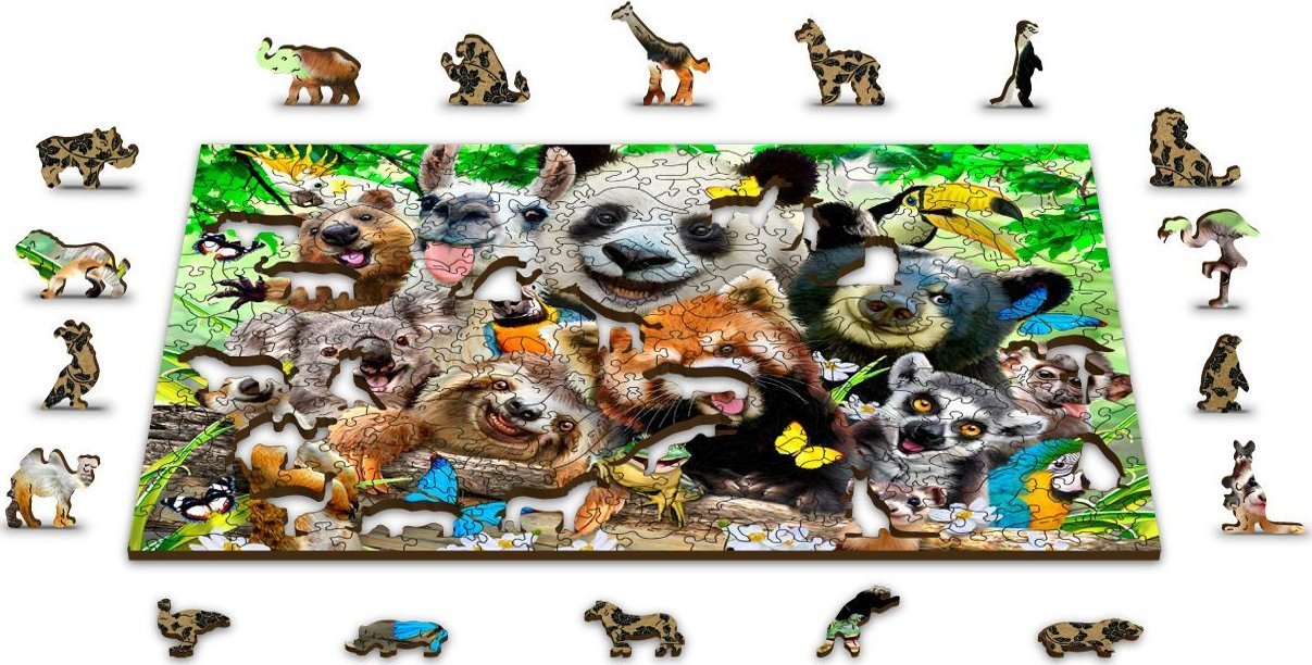 WOODEN CITY Drewniane Puzzle z figurkami Wesołe Selfie-Misie rozm. XL, 1010 elementów