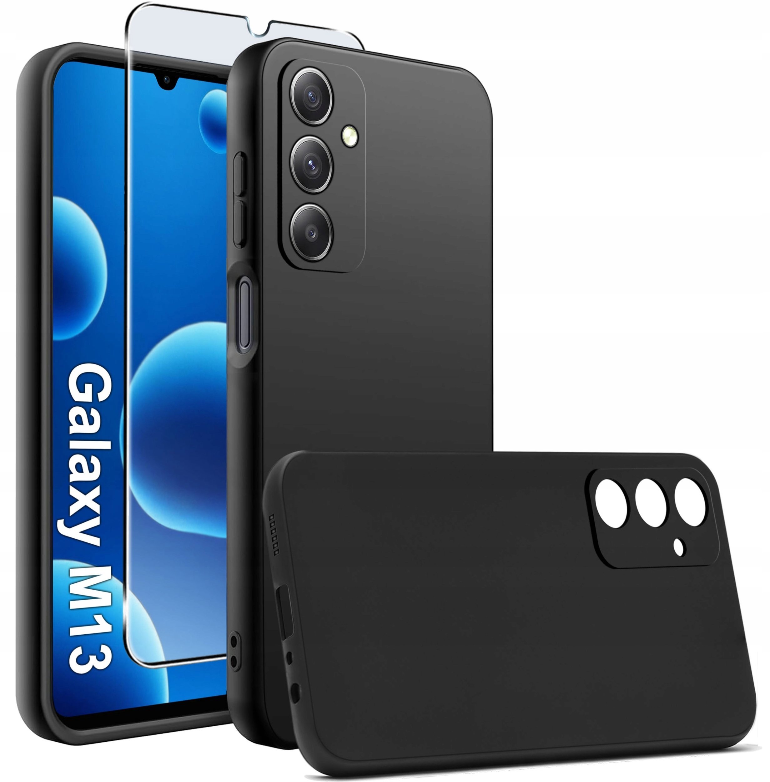 krainaGSM Etui Czarne Matowe Silikon Slim do M13 + SZKŁO 9H