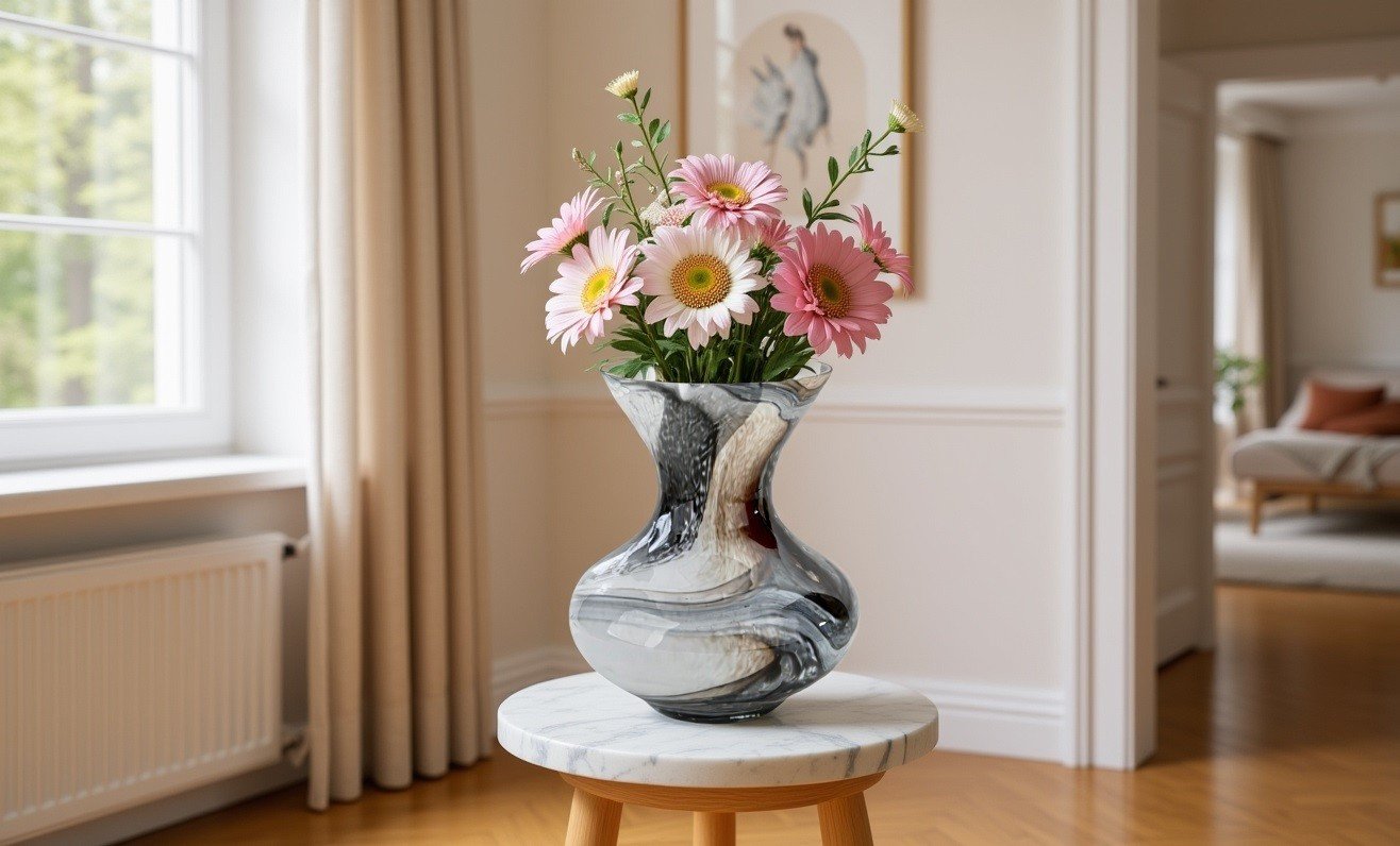 Wazon szklany 25 cm brązowo-czarny 2311/C269