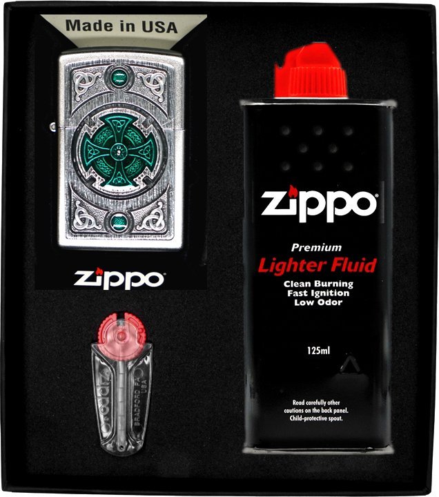 Zestaw ZIPPO Zapalniczka CELTIC GREEN CROSS Prezentowy No1