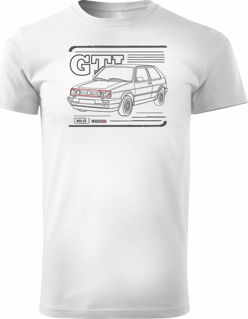 Topslang Koszulka z samochodem VW Golf 2 II męska biała REGULAR XXL
