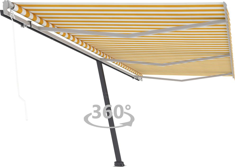 vidaXL Wolnostojąca, automatyczna markiza, 600x350 cm, żółto-biała