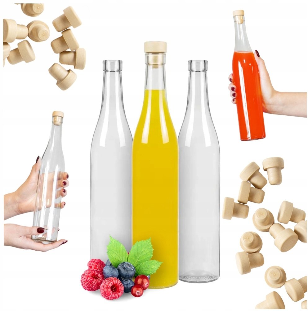 10x Butelki ROSA 500 ml butelka szklana z korkiem na nalewki wino bimber