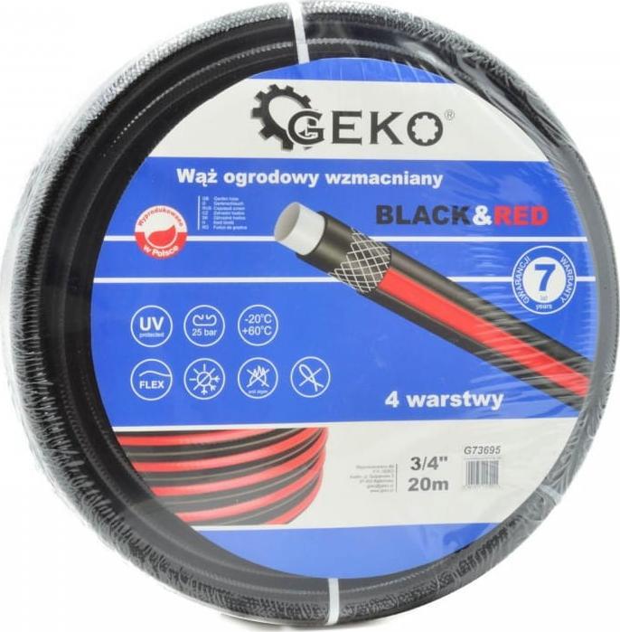 Geko WĄŻ OGRODOWY WZMACNIANY BLACK&RED 3/4" 20M (1) G73695 GEKO