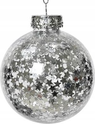 Kaemingk Bombka przezroczysta w gwiazdki okrągła nietłukąca 8cm 1szt