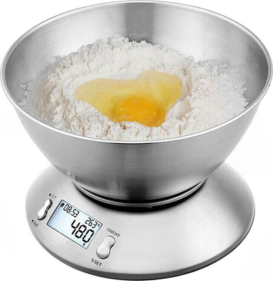 Waga kuchenna Verk Waga kuchenna elektroniczna cyfrowa z misą miska 5kg lcd srebrna metalowa