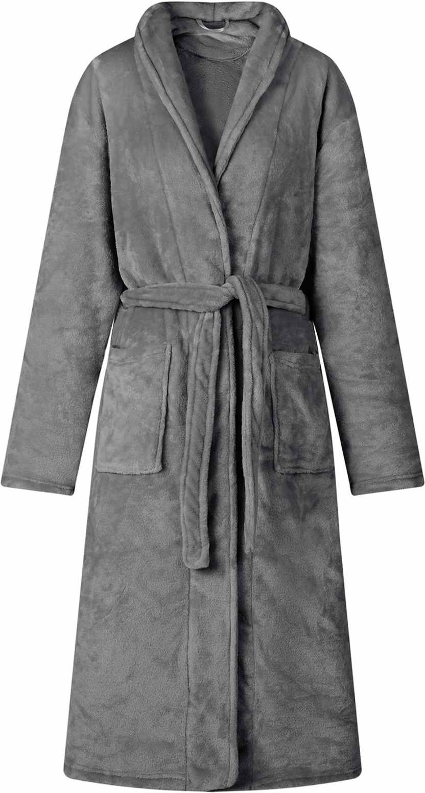 vidaXL Szlafrok bez kaptura Ciemnoszary l Flanela