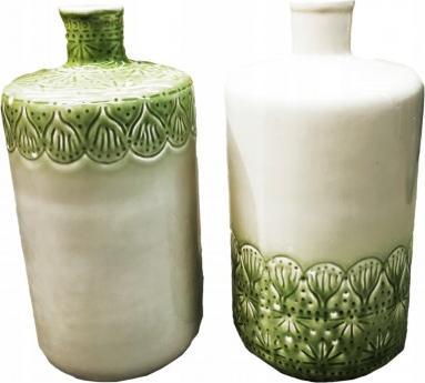 Kaemingk Wazon dekoracyjny ceramiczny biało-zielony 36 cm
