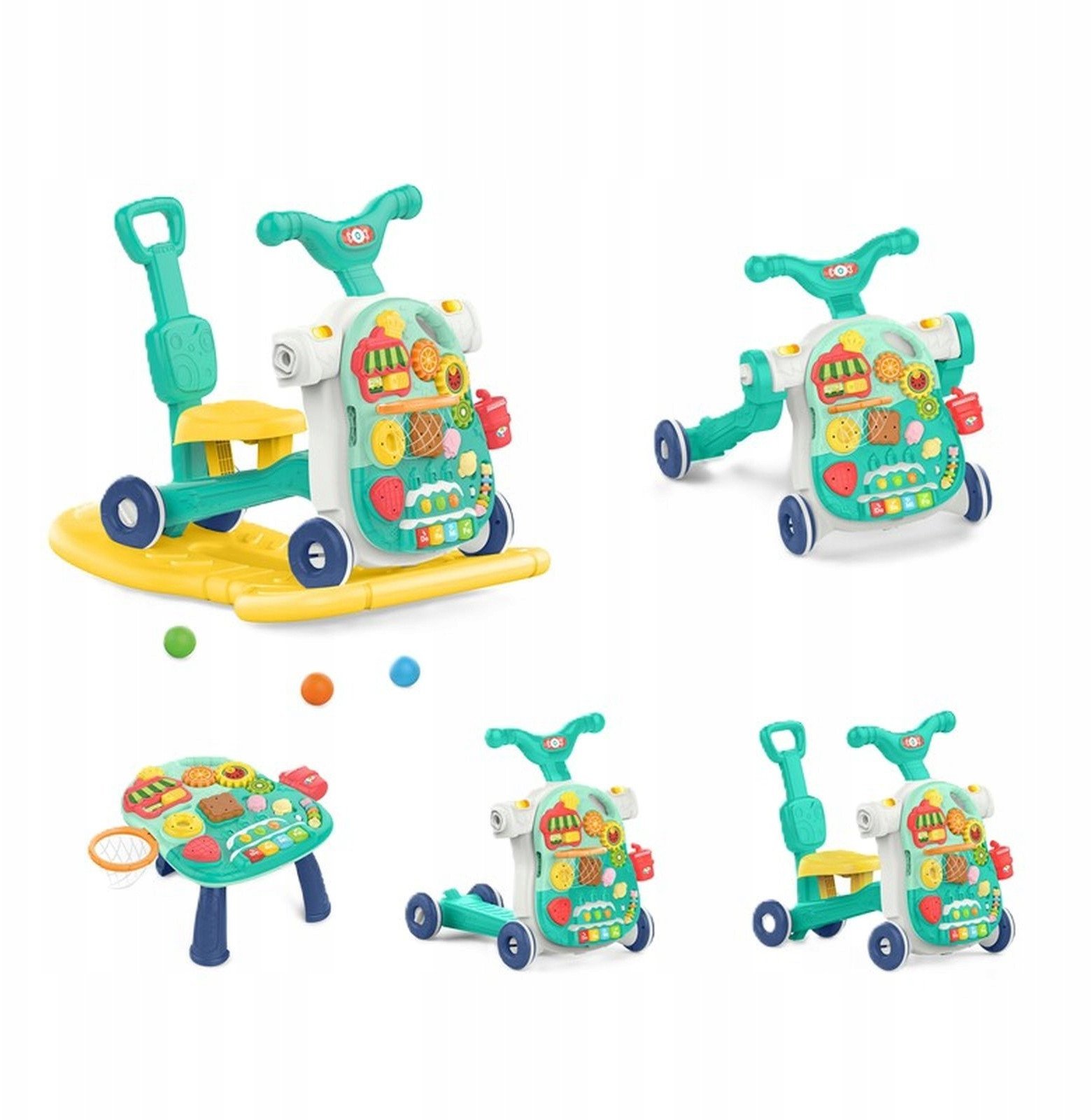 Pchacz chodzik bujaczek 5w1 edukacyjny