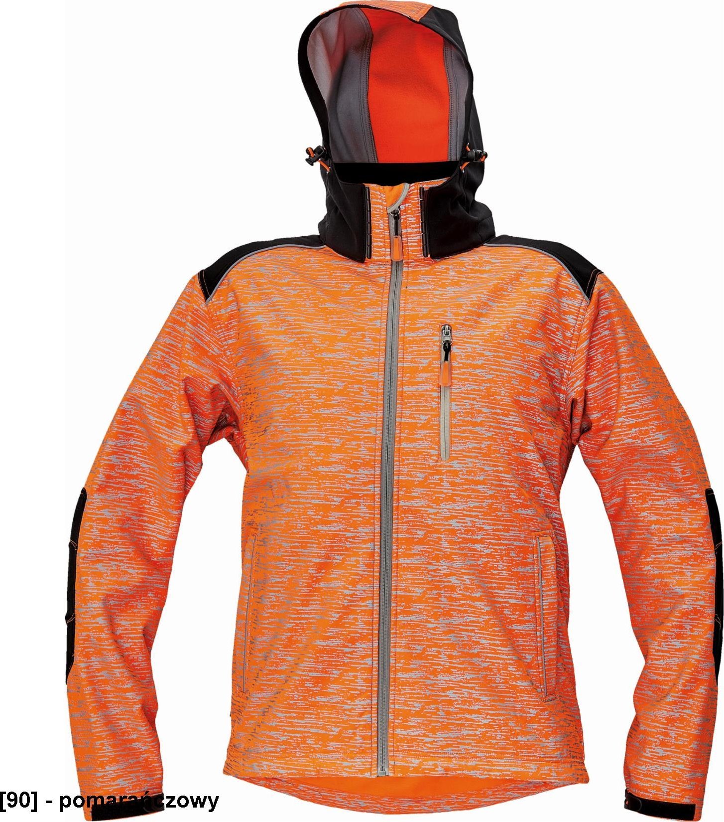 CERVA KNOXFIELD PRINTED - męska kurtka softshellowa z odblaskowym zadrukiem - pomarańczowy 3XL