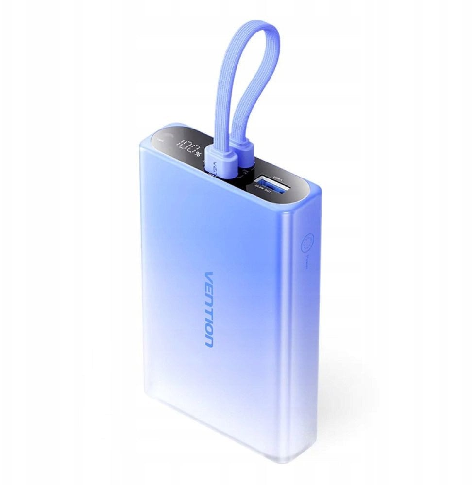 Vention 10000 mAh USB-C + Lightning + USB-A 22.5W z wyświetlaczem LED niebieski