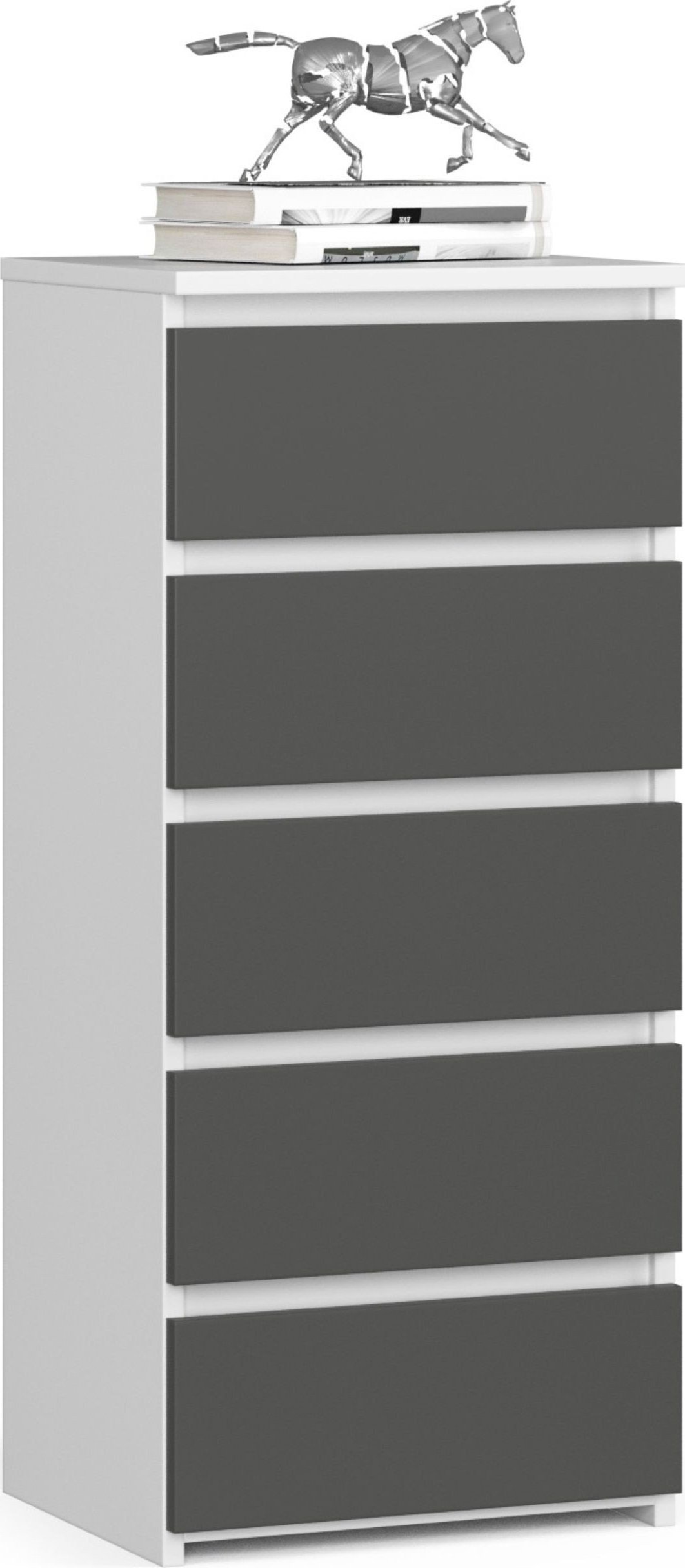 Fabryka Mebli Akord Komoda CL5 40 cm 5 szuflad - biała-grafit szary