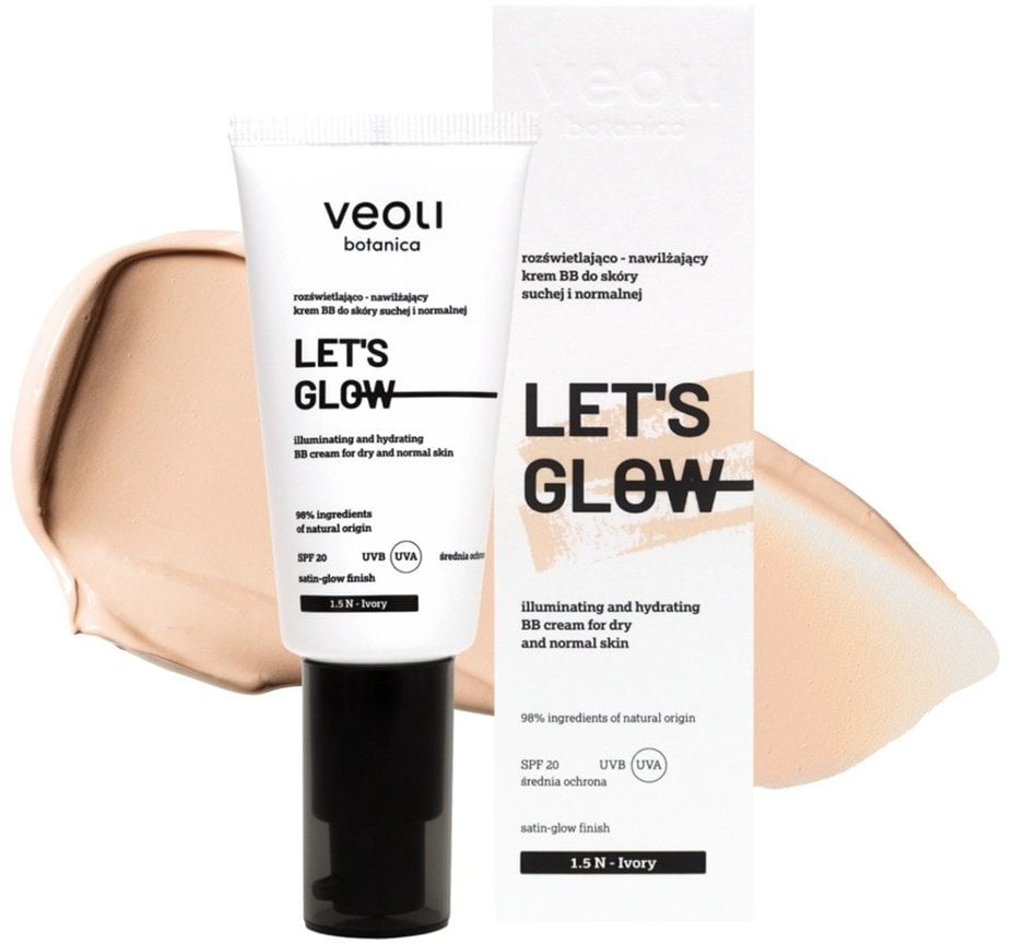 Veoli Botanica Let's Glow rozświetlająco-nawilżający krem BB do skóry suchej i normalnej 1.5 N Ivory 30ml