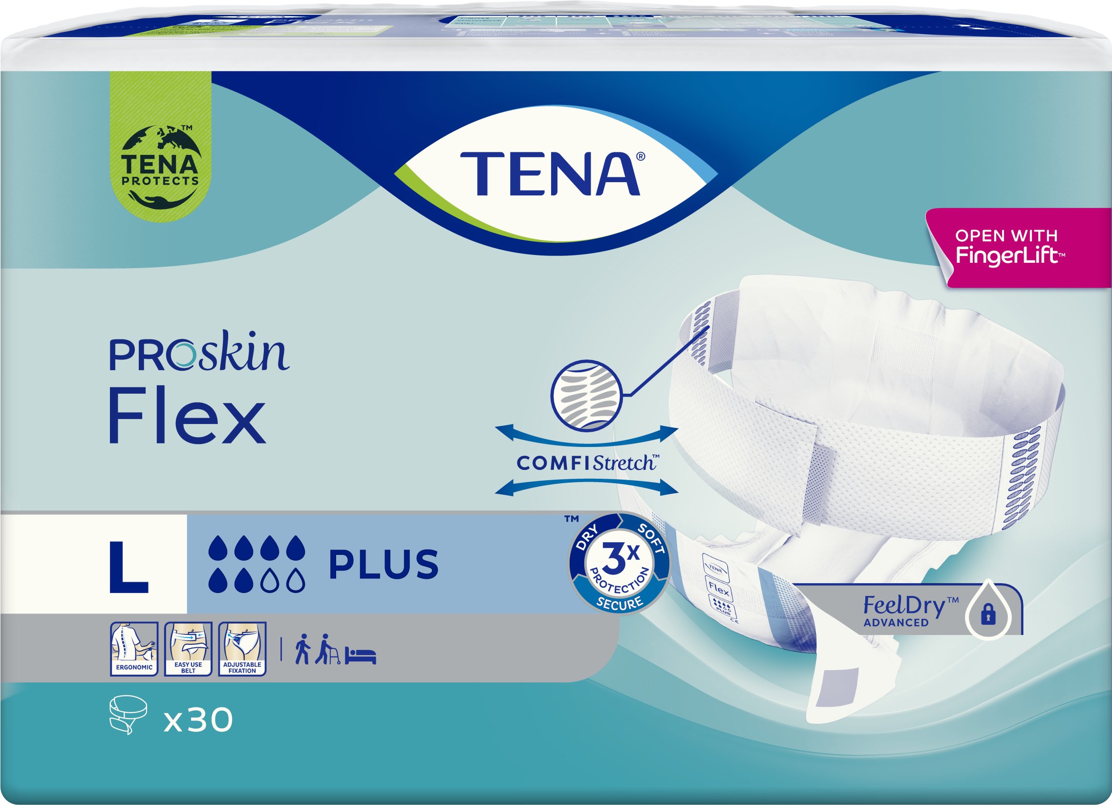 TENA FLEX PROSKIN PLUS L '30 (niebieskie)