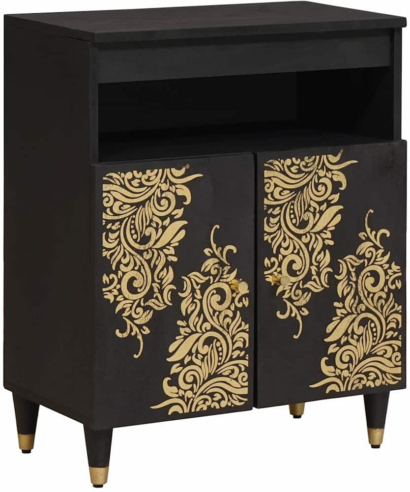 vidaXL Bufet z półką i drzwiami Czarny 60 x 33 x 75 cm Drewno mango