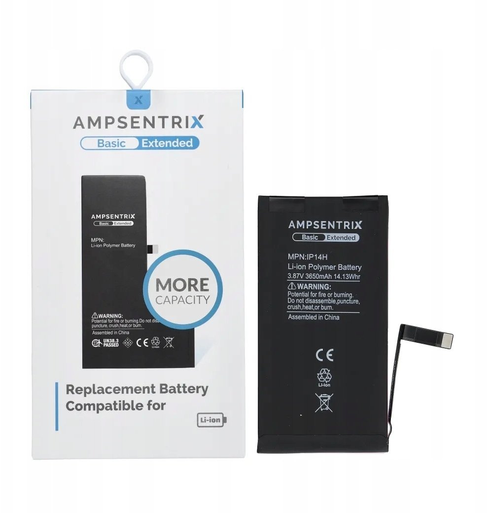 AmpSentrix Basic bateria do iPhone 14 (zwiększona pojemność)