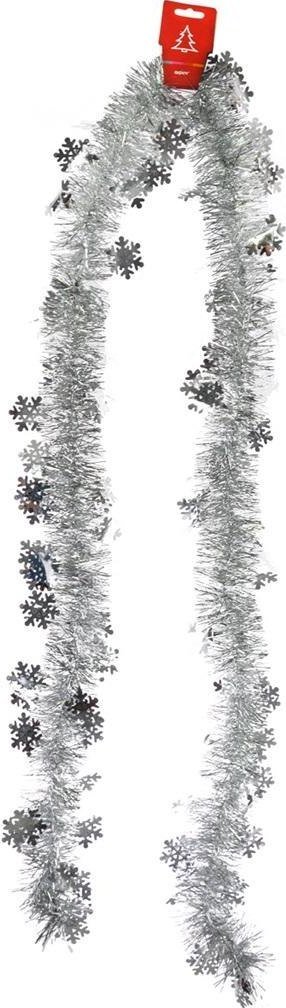 Łańcuch dekoracyjny - śnieżynki srebrny
